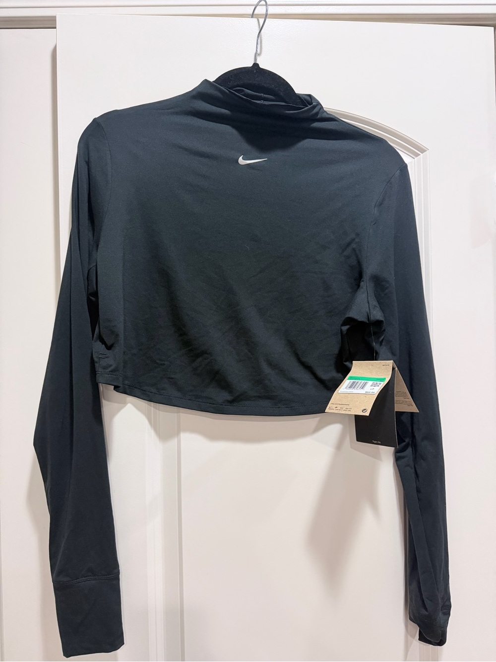 Nike Black Long-Sleeve Crop Top with Mock Neck